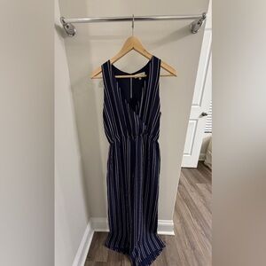 Navy Striped Sleeveless Jumpsuit